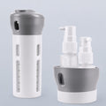 4 in 1 Travel Size Refillable Dispenser Bottle Set | PET Pump Leak-Proof Plastic Containers for Shampoo, Lotion, Cosmetic Liquids | Compact & Portable Travel Toiletries Storage Organizer (Grey)