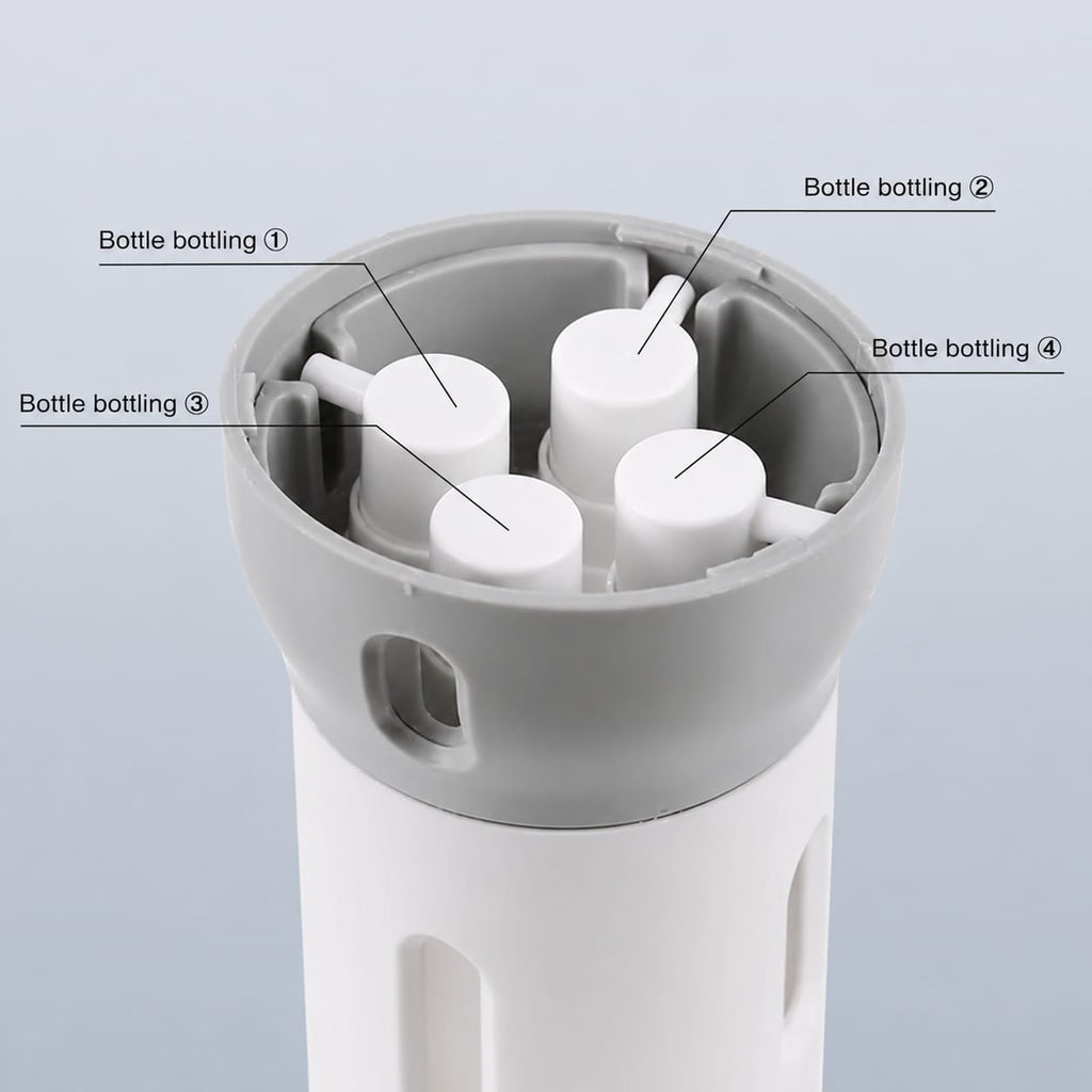 4 in 1 Travel Size Refillable Dispenser Bottle Set | PET Pump Leak-Proof Plastic Containers for Shampoo, Lotion, Cosmetic Liquids | Compact & Portable Travel Toiletries Storage Organizer (Grey)